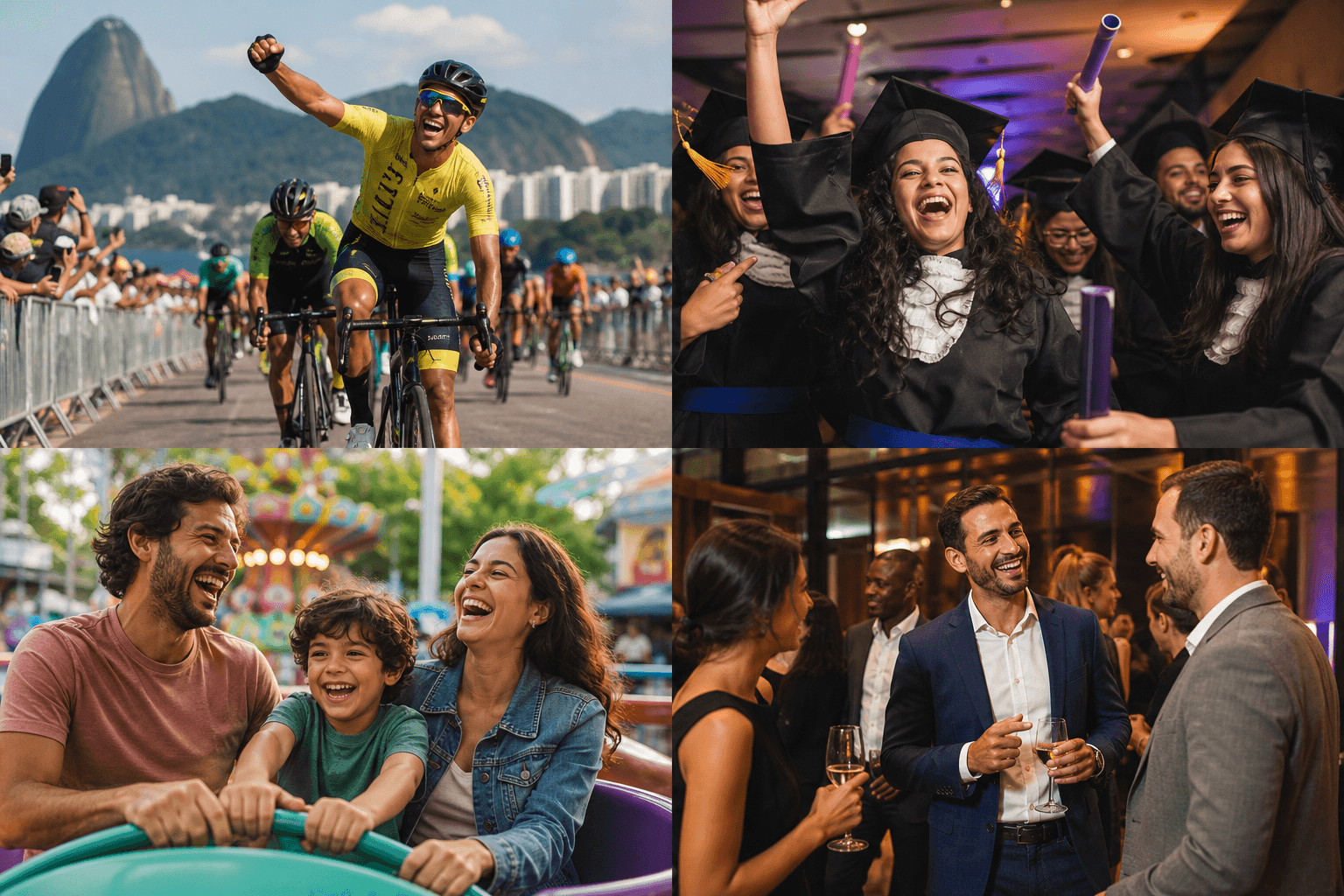 Ciclistas celebrando durante uma corrida